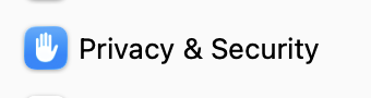 Privacy and Security section in System Settings