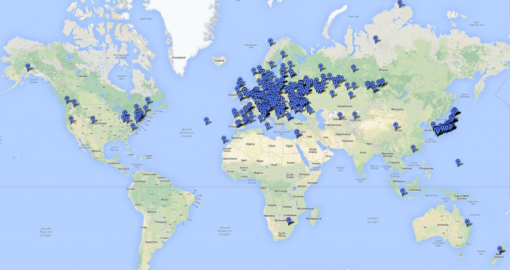 Stations worked by G6NHU during the JARTS WW RTTY Contest 2013