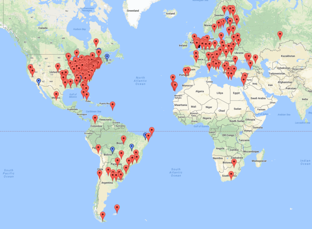 Map of stations worked during CQ WW RTTY 2017 on 15m