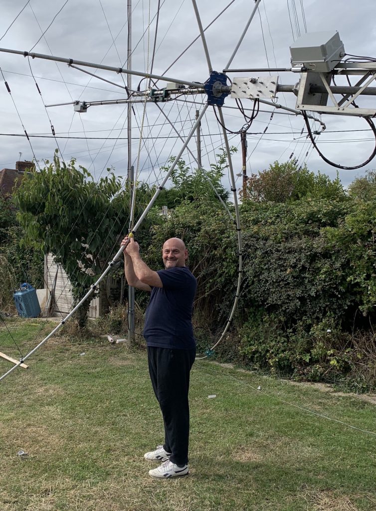 Hexbeam in place on the mast and ready to raise