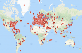 Map of stations worked on 17m using FT8
