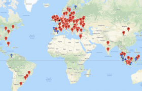 Map of stations worked during the Batavia FT8 contest 2021